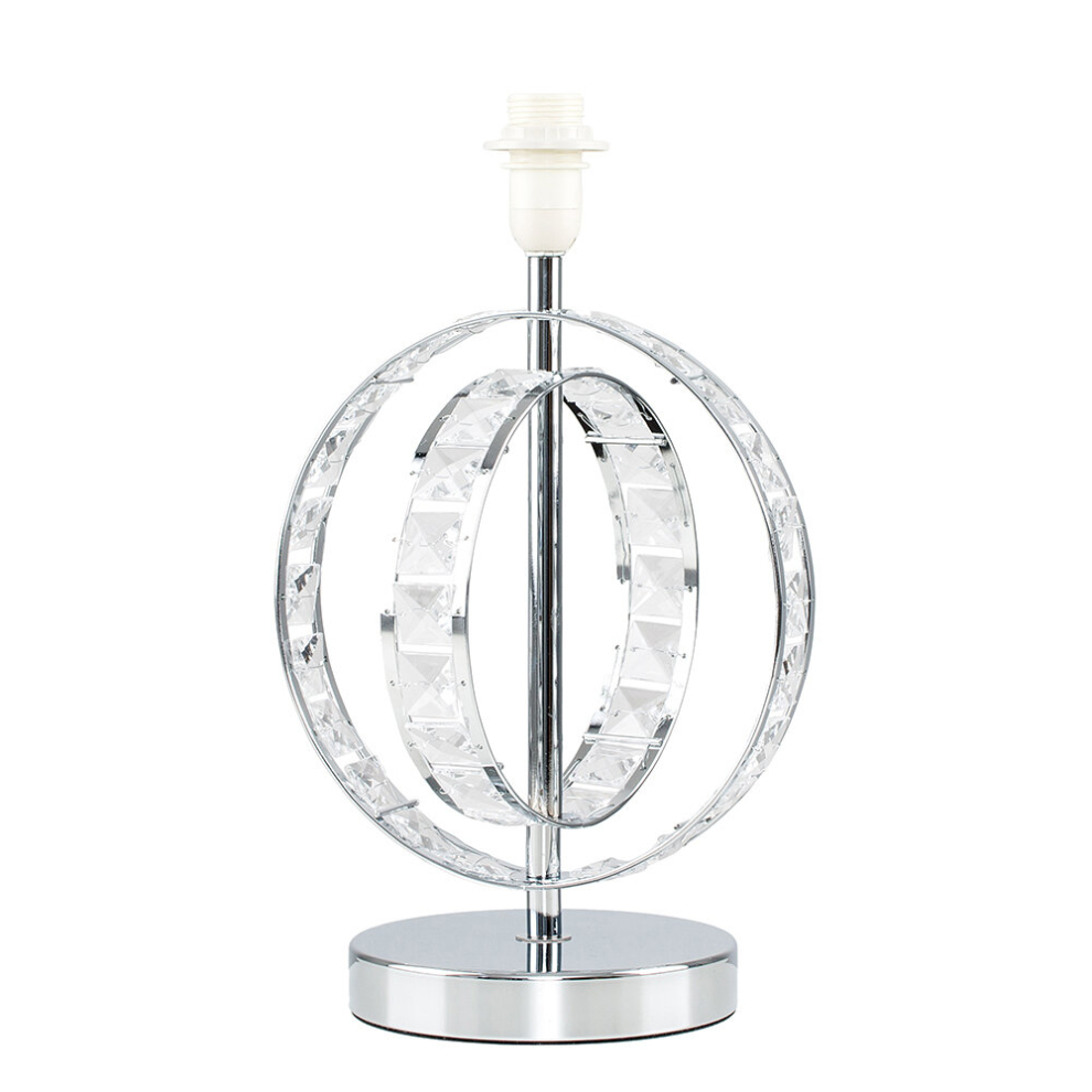 Modern Chrome Acrylic Jewel Intertwined Double Hoop Design Table Lamp Base