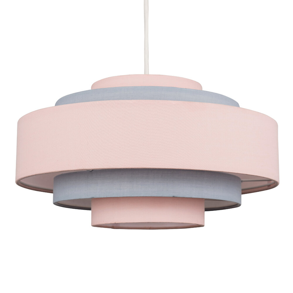 Modern 5 Tier Cylinder Ceiling Pendant Light Shade in a Pink Finish - Complete with a 6w LED Bulb [3000K Warm White]