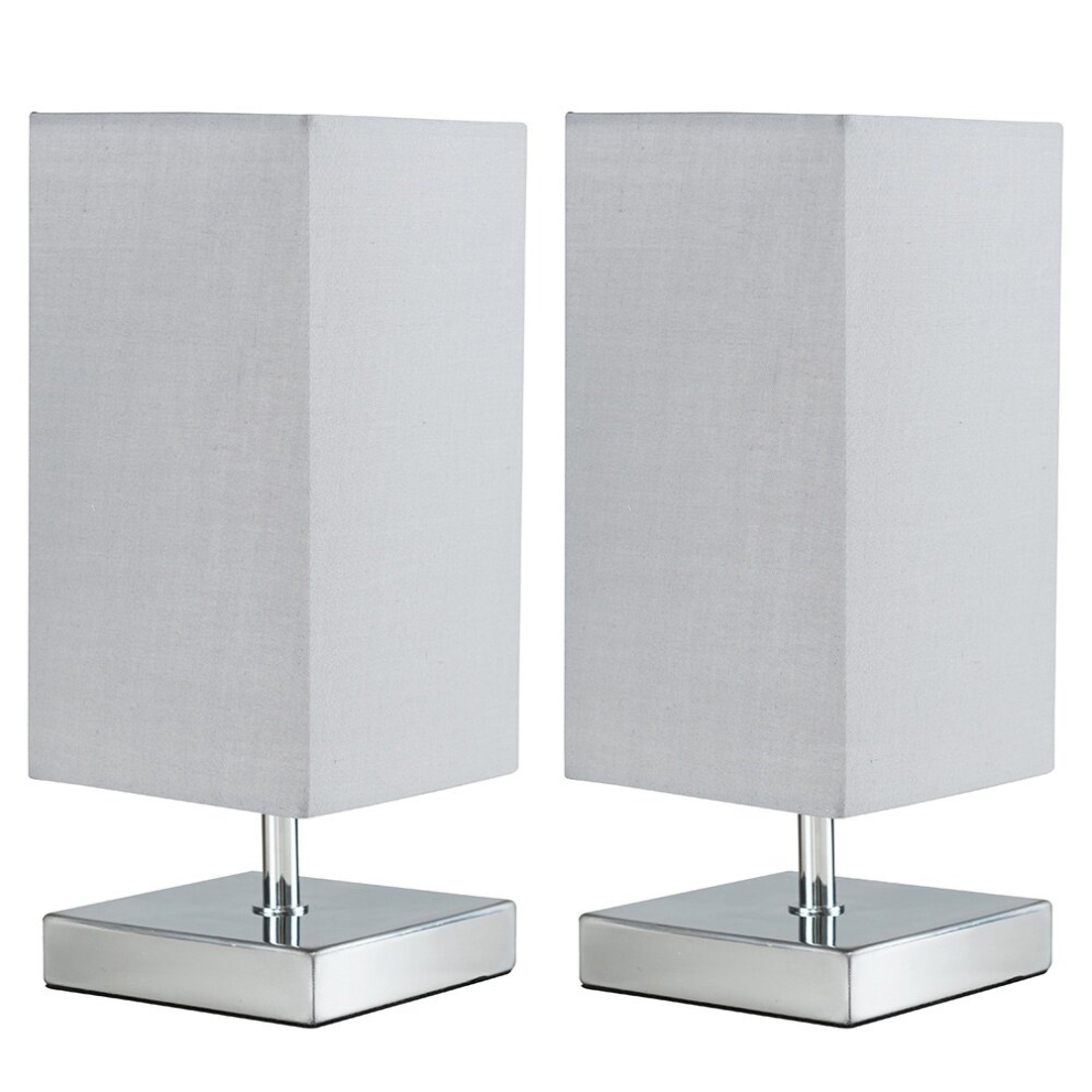 Yuko Pair of Silver Table Lamps Touch On/Off Dimmable