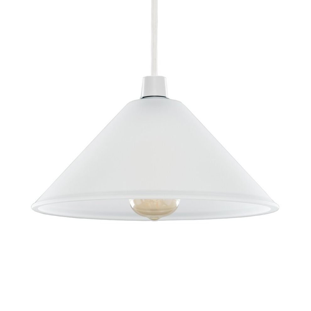 Pair of - Modern White Frosted Glass Tapered Ceiling Light Shades - Complete with 10w LED GLS Bulbs [3000K Warm White]