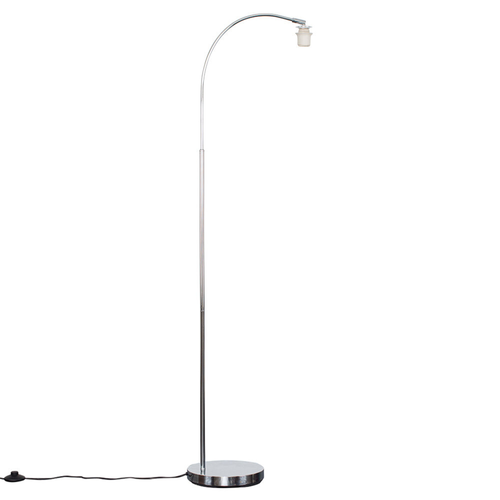 Modern Designer Style Polished Chrome Curved Stem Floor Lamp Base