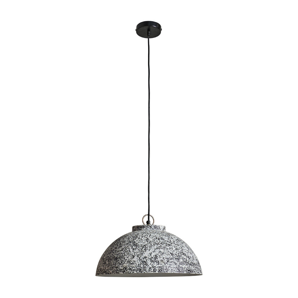 Contemporary Grey & White Fractal Textured Ceiling Pendant Light Fitting - Complete with 4w LED Filament Bulb [2700K Warm White]