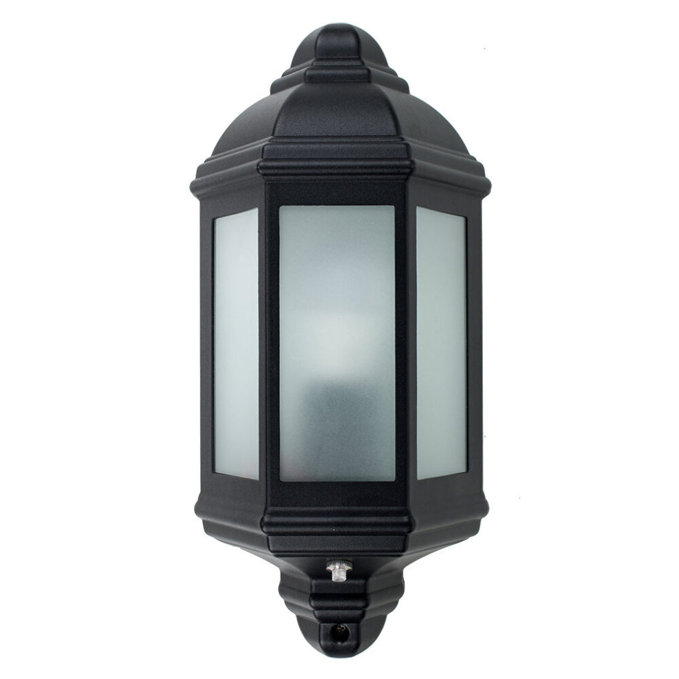 Traditional Black Aluminium Outdoor Garden Porch Wall Mounted Flush IP44 Rated Lantern - Complete with a Dusk to Dawn Sensor