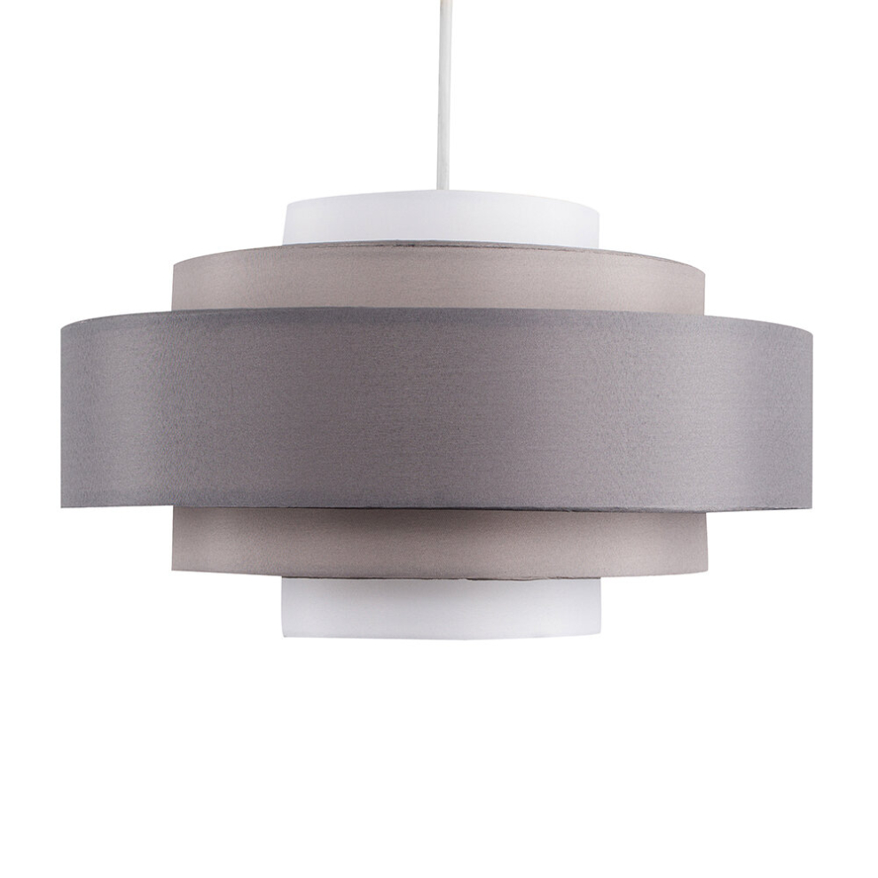 Modern 5 Tier Cylinder Ceiling Pendant Light Shade in a 3 Tone Grey Finish - Complete with a 6w LED GLS Bulb [3000K Warm White]