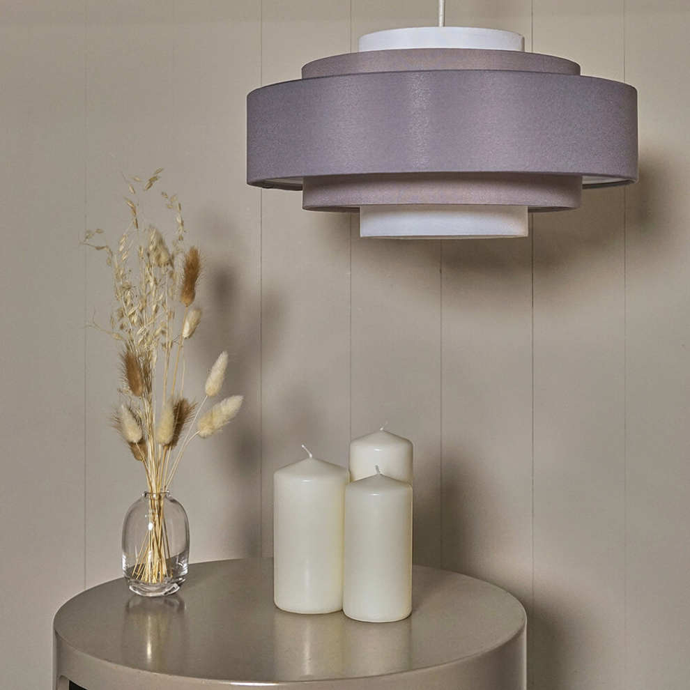 Modern 5 Tier Cylinder Ceiling Pendant Light Shade in a 3 Tone Grey Finish - Complete with a 6w LED GLS Bulb [3000K Warm White]