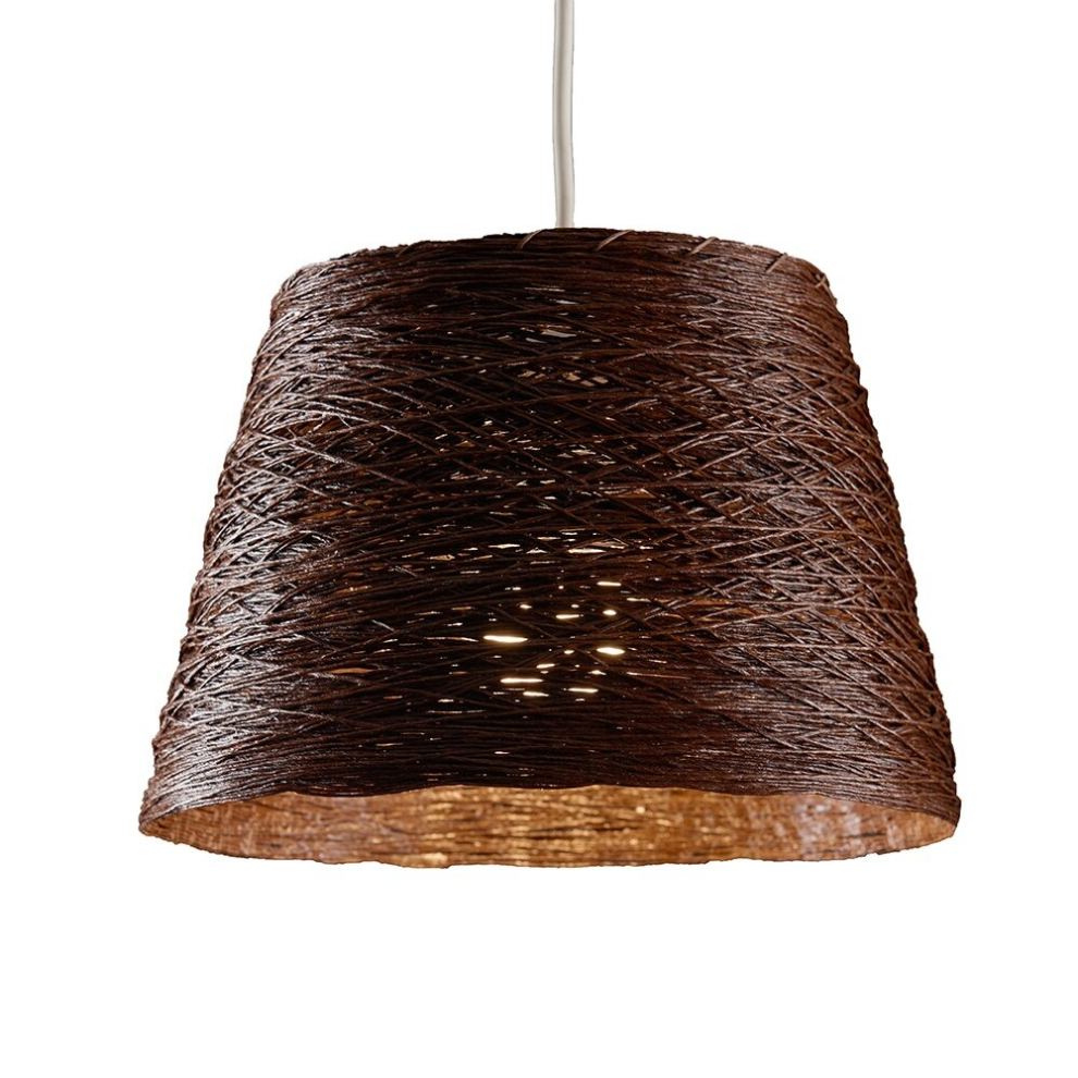 Modern Brown Wicker Rattan Style Tapered Ceiling Pendant Light Shade