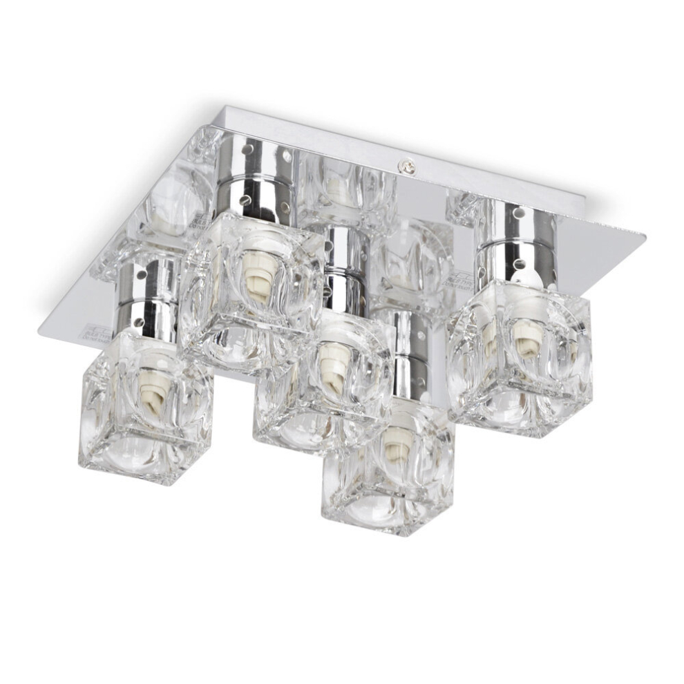 Modern Chrome Ice Cube 5 Way Flush Ceiling Spotlight