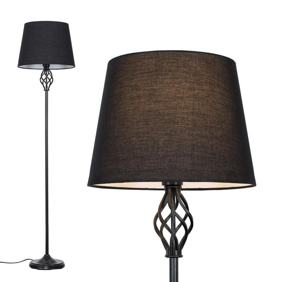 Memphis Black Floor Lamp Black Tapered Shade