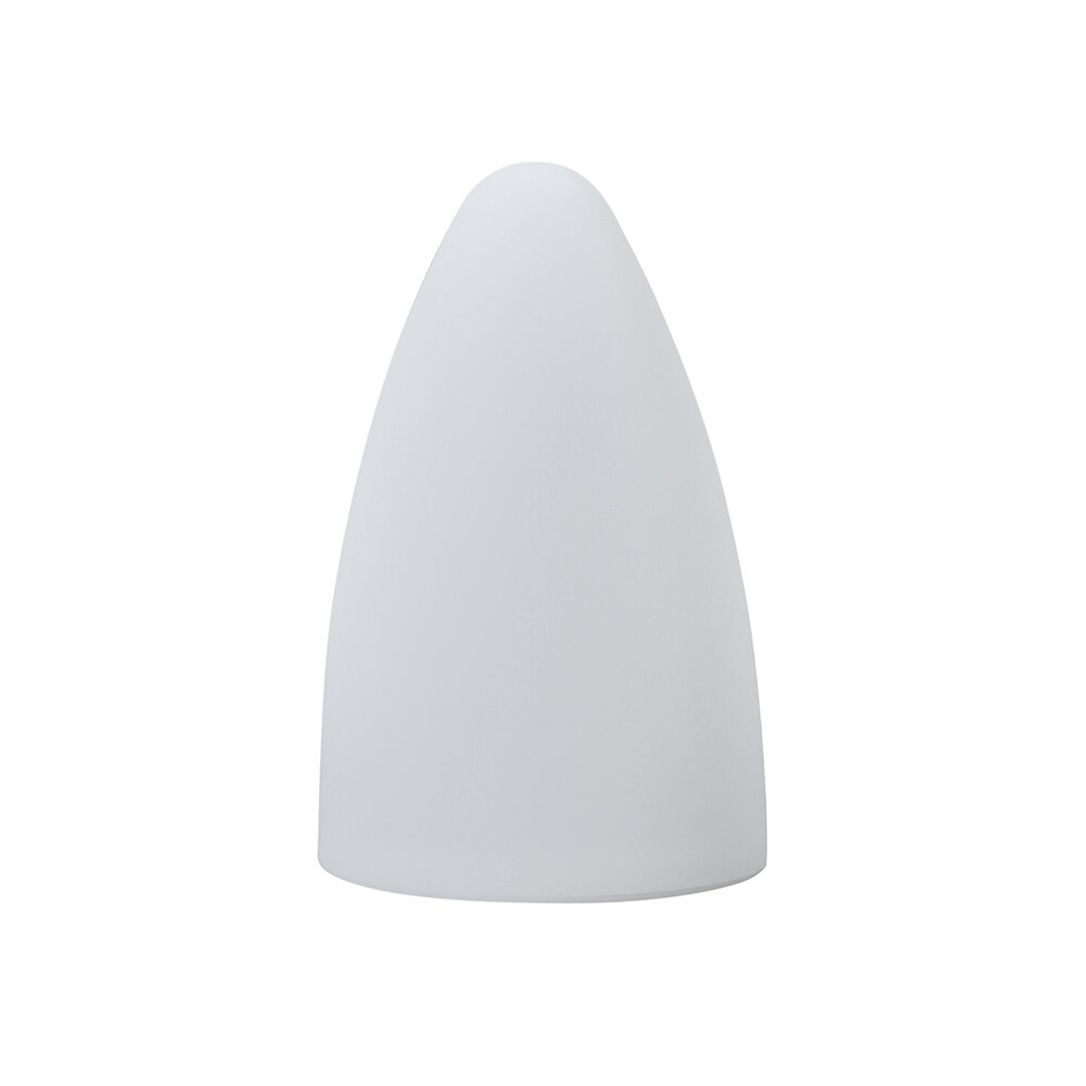 Contemporary IP44 Rated Outdoor White Cone Lantern Table Lamp with an Integrated Rechargeable RGB Colour Changing LED