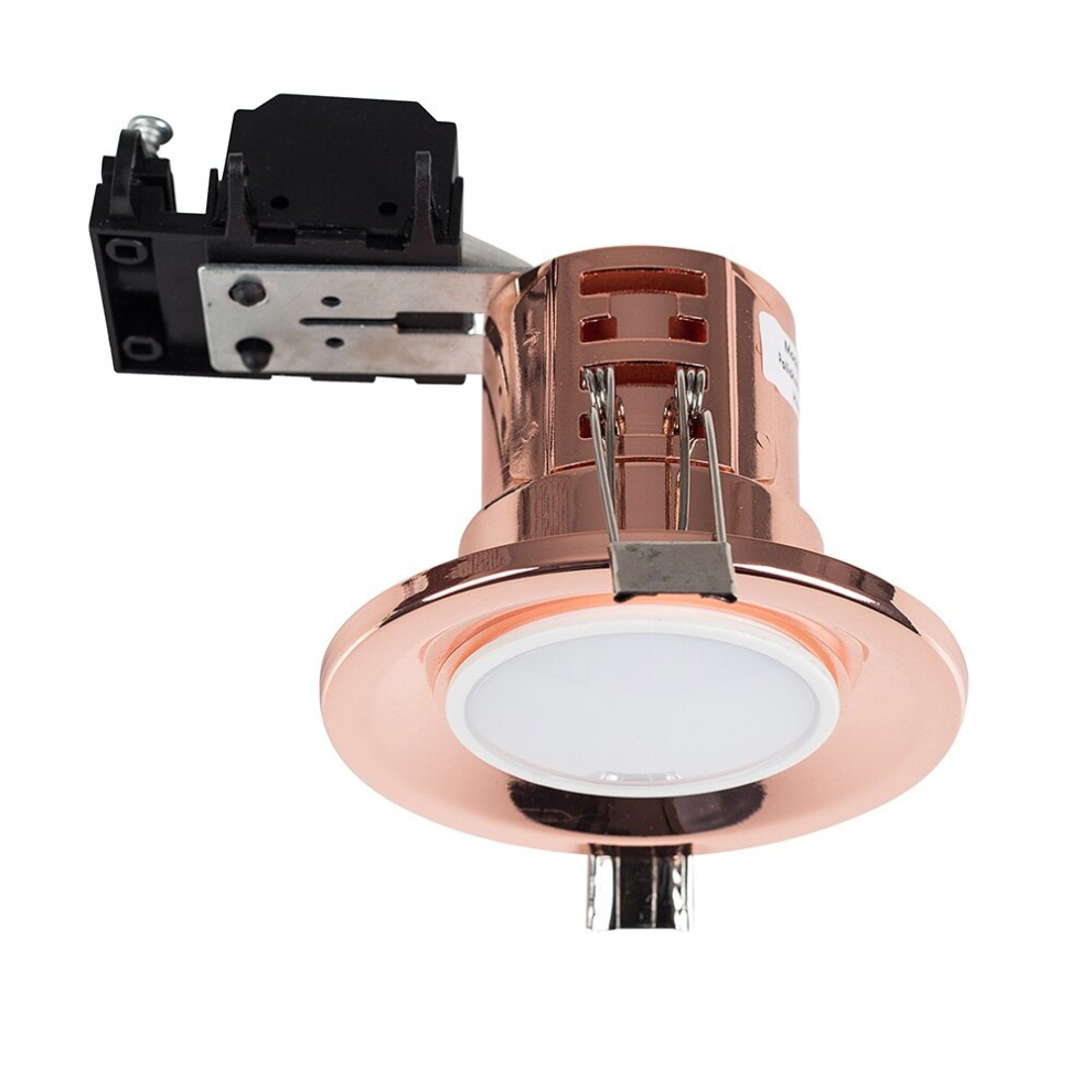 Pack of 20 - Modern Fire Rated Polished Copper Effect GU10 Recessed Ceiling Downlight/Spotlights - Complete with 5w LED Bulbs [3000K Warm White]