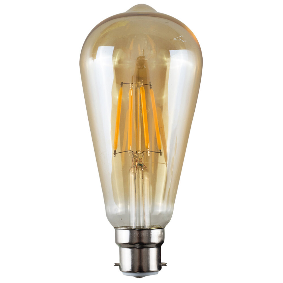 3 Pack B22 Amber Thermal Plastic Pear LED 4W Warm White 2700K 440lm Light Bulb