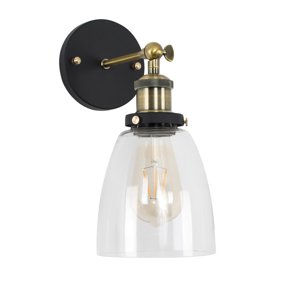 Retro Brass Black Metal Adjustable Wall Light 4w LED Light Bulb