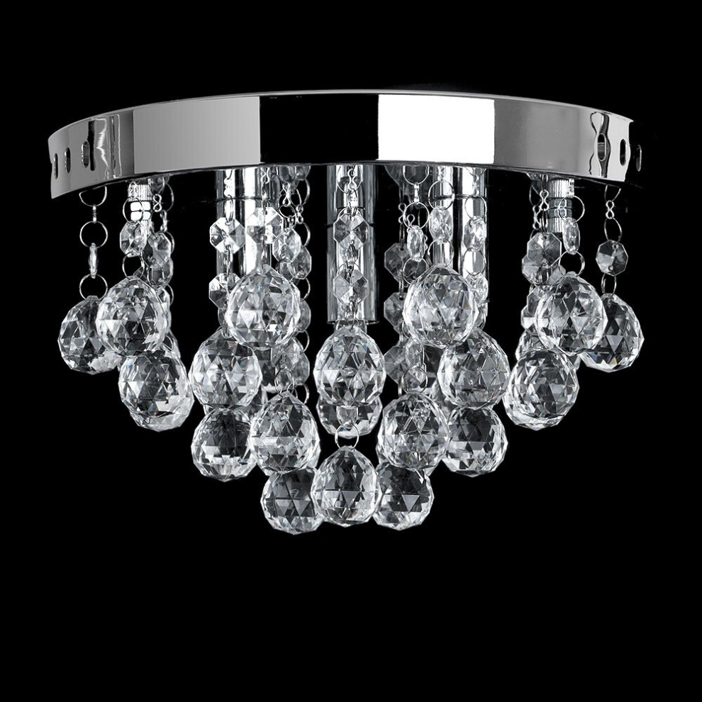 Modern Polished Chrome & Clear Acrylic Droplet Flush Ceiling Light Fitting - Complete 3w G9 LED Bulbs [3000K Warm White]