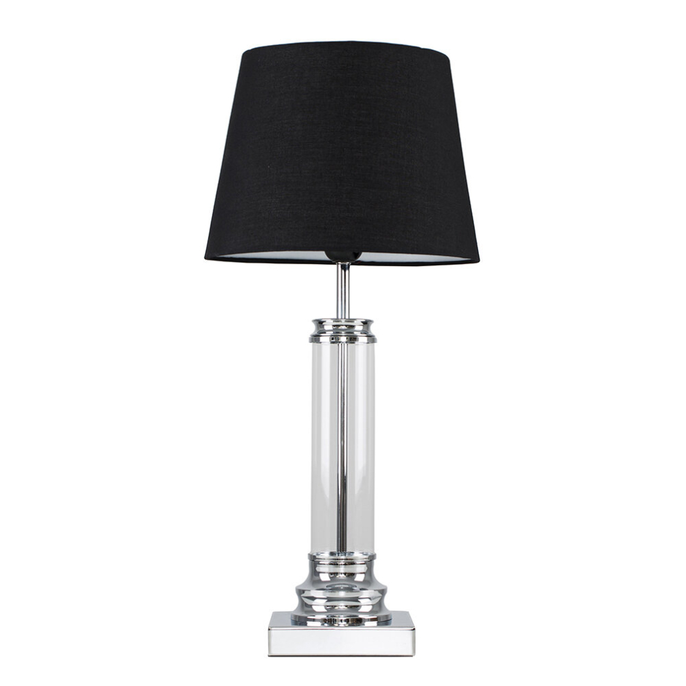 Silver Table Lamp Black Shade