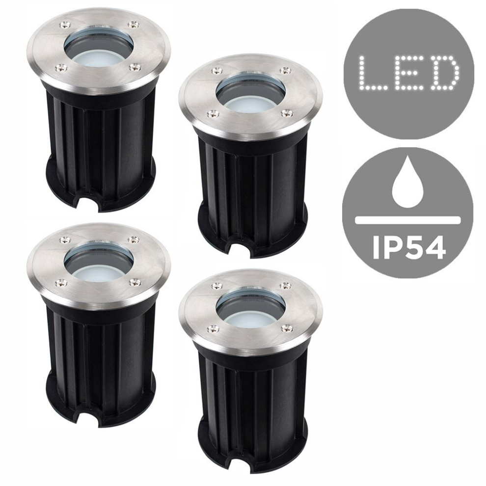 Sussex 4 Pack Silver Outdoor Ground Walkover Light