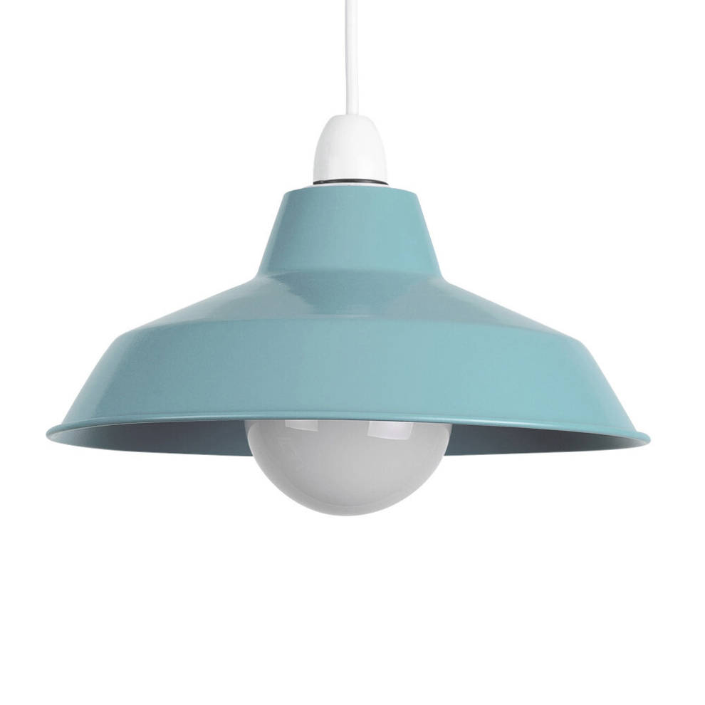 Retro Style Gloss Blue Metal Reflector Ceiling Pendant Light Shade