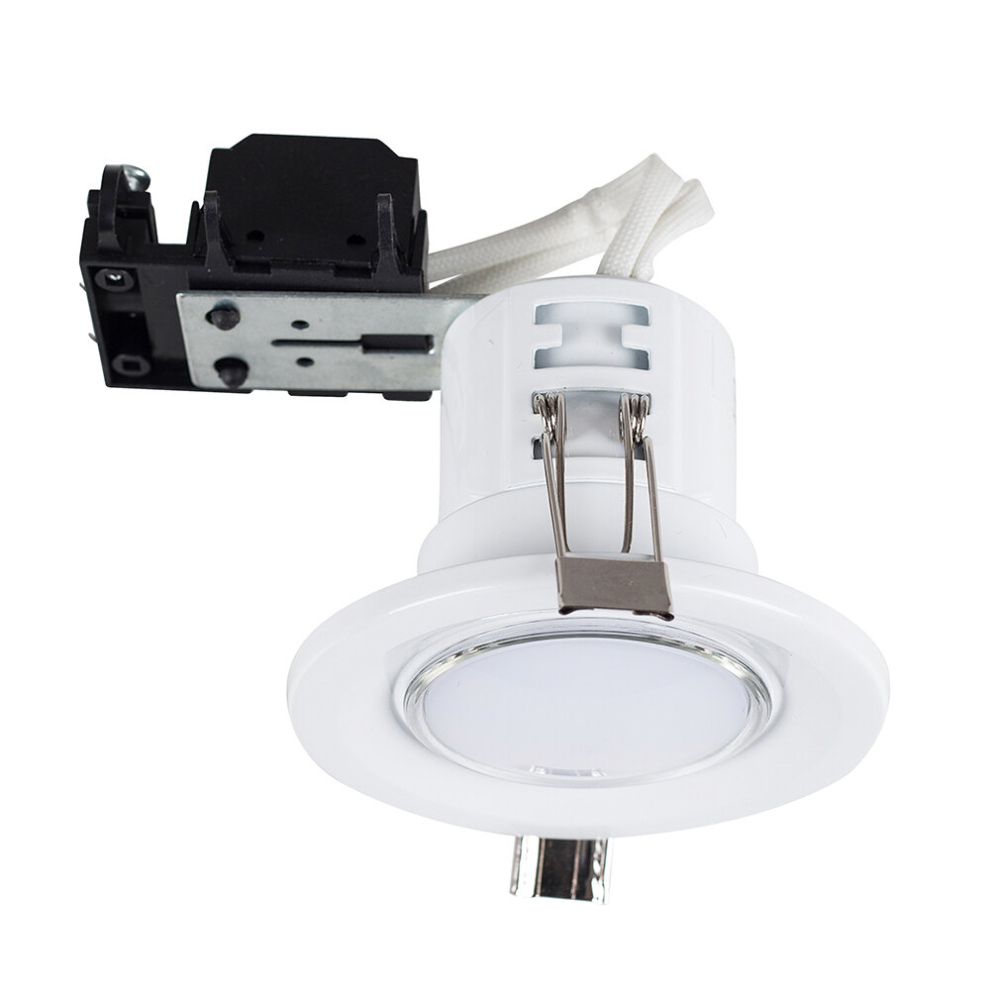 Pack of 6 - Modern Fire Rated Gloss White GU10 Recessed Ceiling Downlight/Spotlights - Complete with 5w LED Bulbs [6500K Cool White]