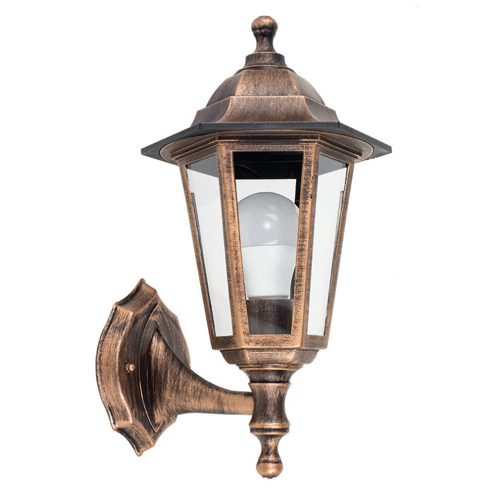 Traditional Style Black/Gold Outdoor Security IP44 Rated Wall Light Lantern