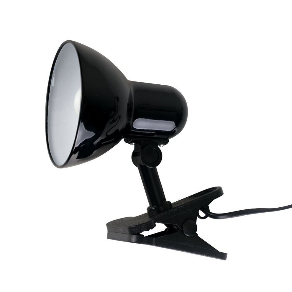 Modern Gloss Black Portable and Adjustable Mini Metal Table Clamp Clip On Desk Spotlight Lamp
