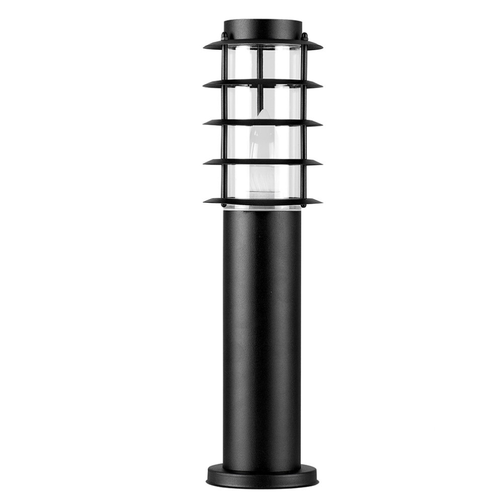 Modern IP44 Rated Outdoor Black Stainless Steel Bollard Lantern Light Post - Complete with a 4w LED Bulb [6500K Cool White]