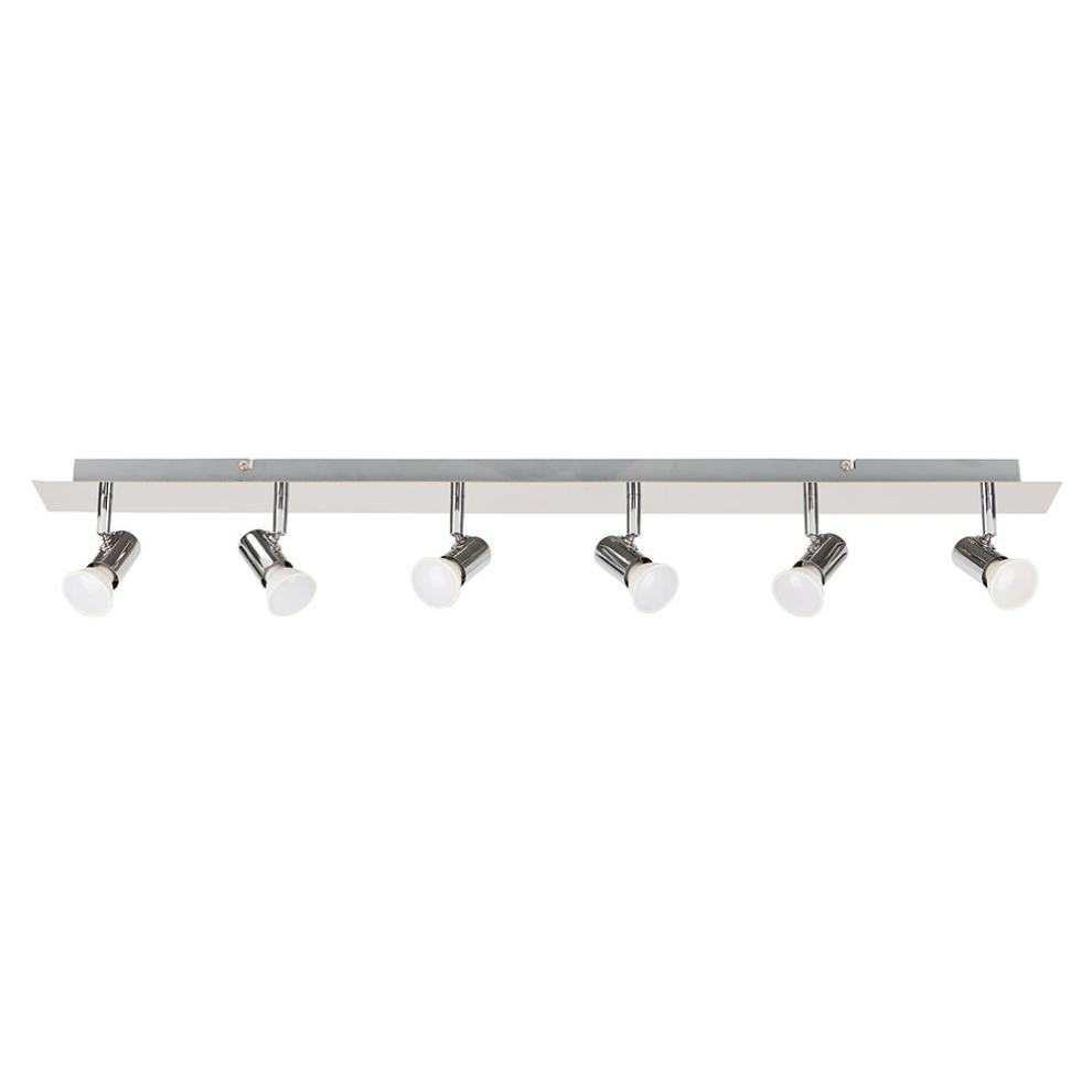 Modern Polished Chrome 6 Way Adjustable GU10 Ceiling Spotlight - Complete with 5w LED Bulbs [3000K Warm White]