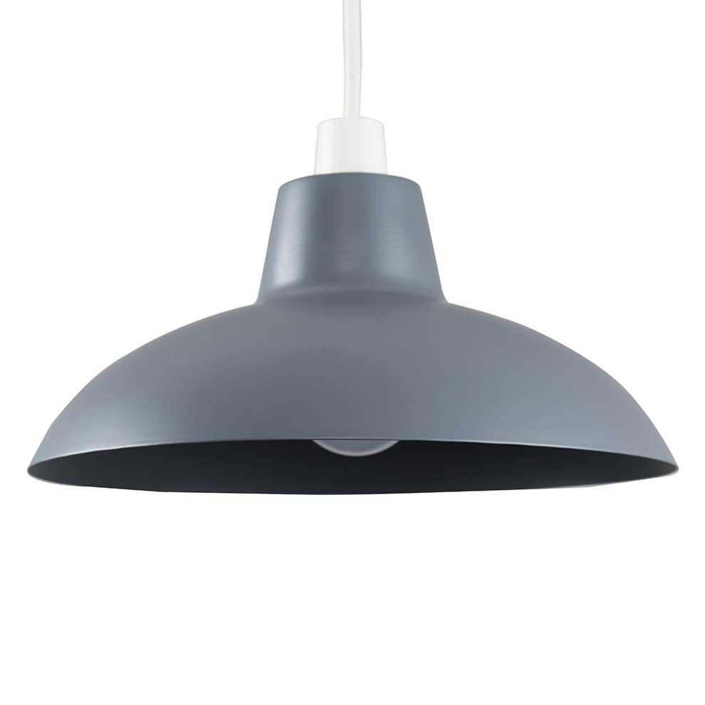 Retro Style Dark Grey Metal Easy Fit Ceiling Pendant Light Shade - Complete with a 10w LED Bulb [3000K Warm White]