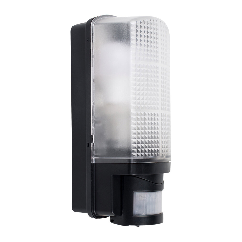 Modern IP44 Rated Outdoor Heavy Duty Black Plastic PIR Motion Sensor Bulkhead Security Wall Light