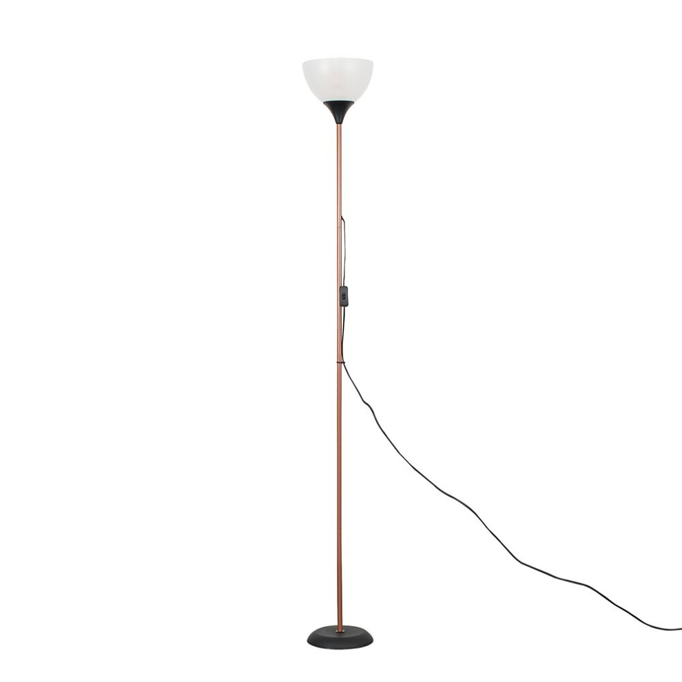 Dalby Copper And Black Single Uplighter Modern Floor Lamp With White Shade