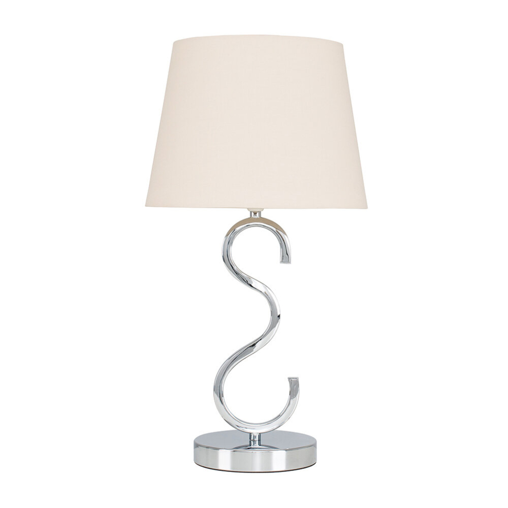 Cabonna Silver Touch Table Lamp With Beige Tapered Shade