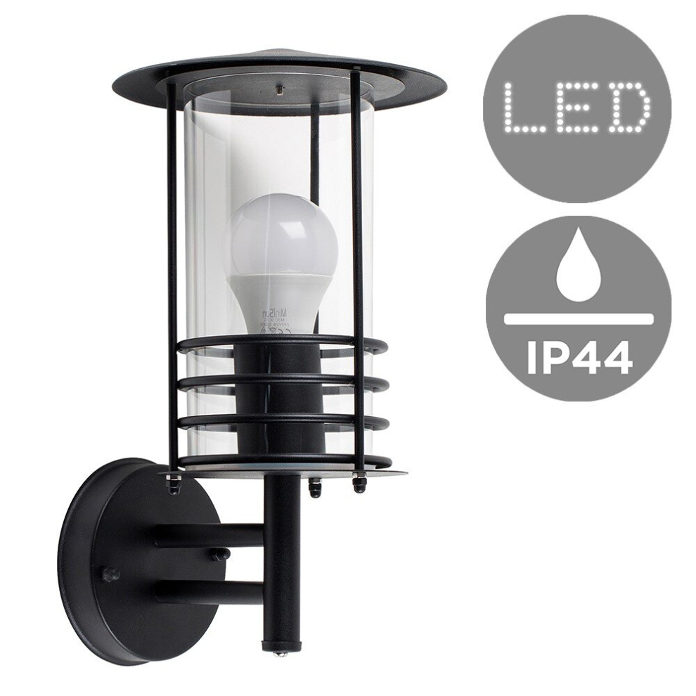 Dorset IP44 Black Outdoor Wall Lantern with 6w LED Bulb