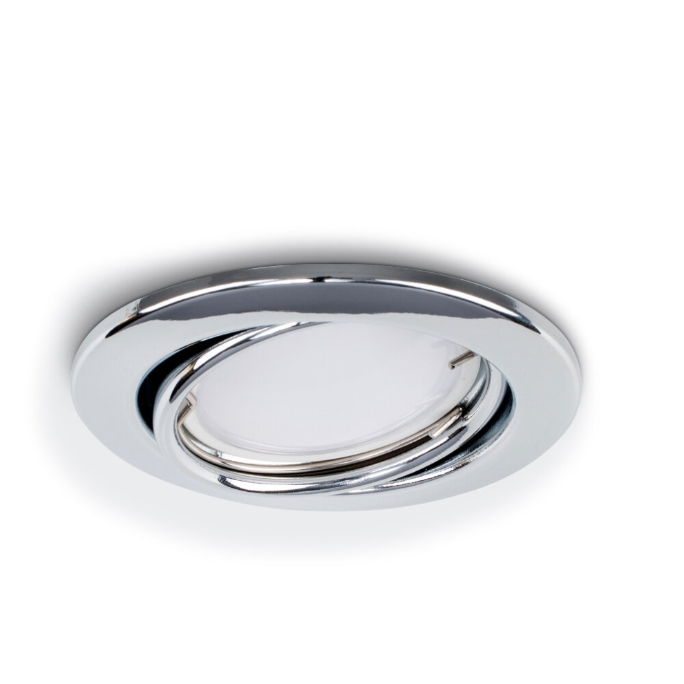 Pack of 20 Fire Rated Polished Chrome Tiltable GU10 Modern Round Recessed Ceiling Downlights