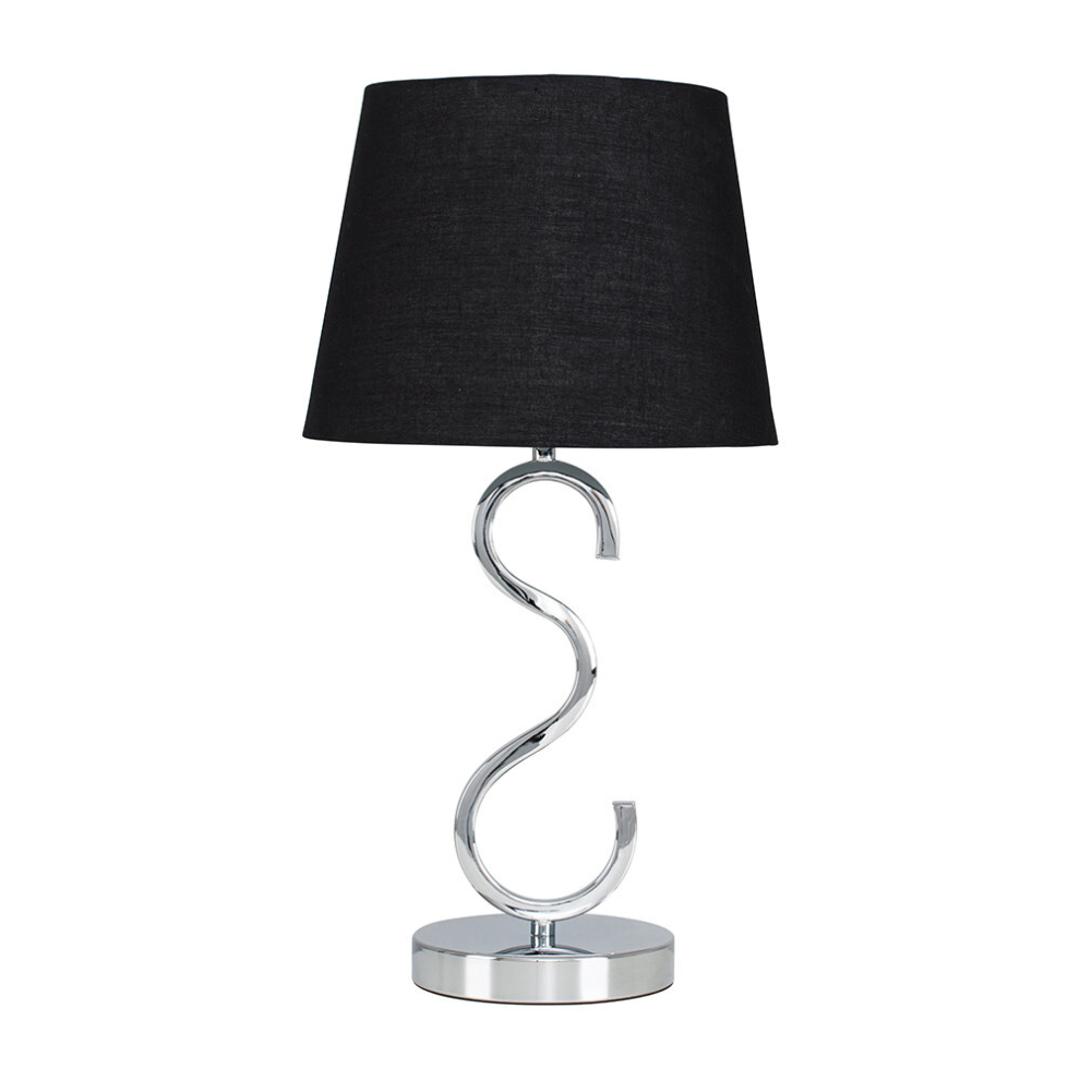 Cabonna Silver Touch Table Lamp Black Tapered Shade