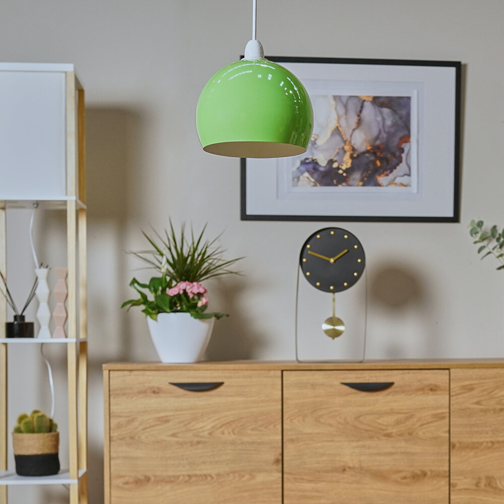 Modern Mini Retro Gloss Green Metal Arco Style Dome Ceiling Pendant Light Shade