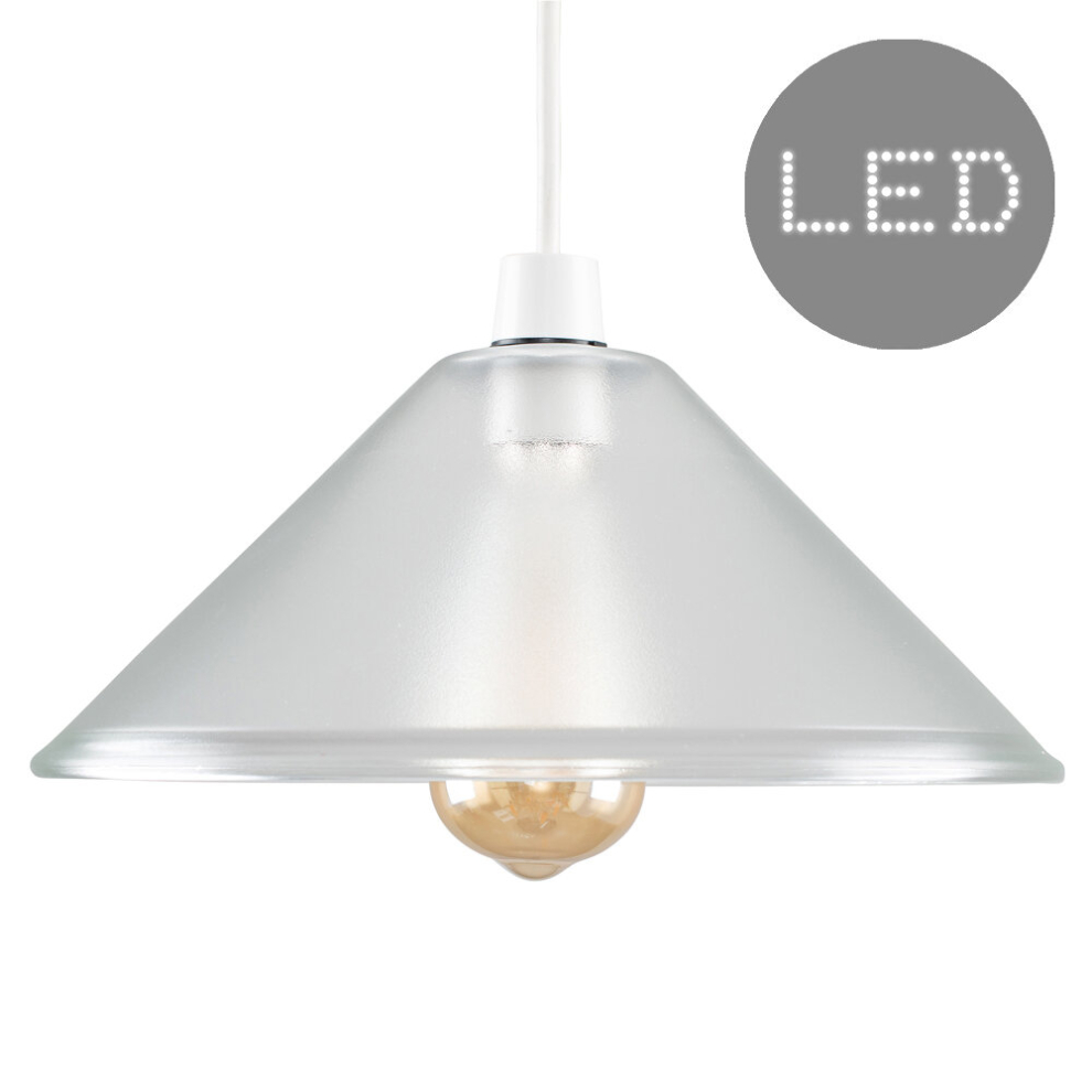 Retro Style Glass Tapered Ceiling Pendant Light Shade - Complete with a 4w LED Filament Bulb [2700K Warm White]