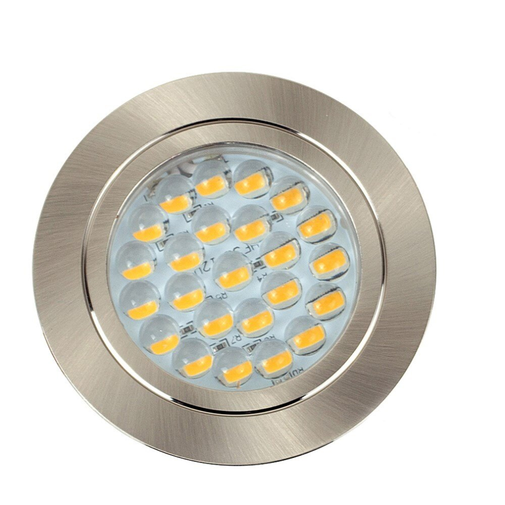 Pack of 8 - Modern Brushed Chrome 12V LED Caravan/Boat/Cabin Downlights [6000K Cool White]