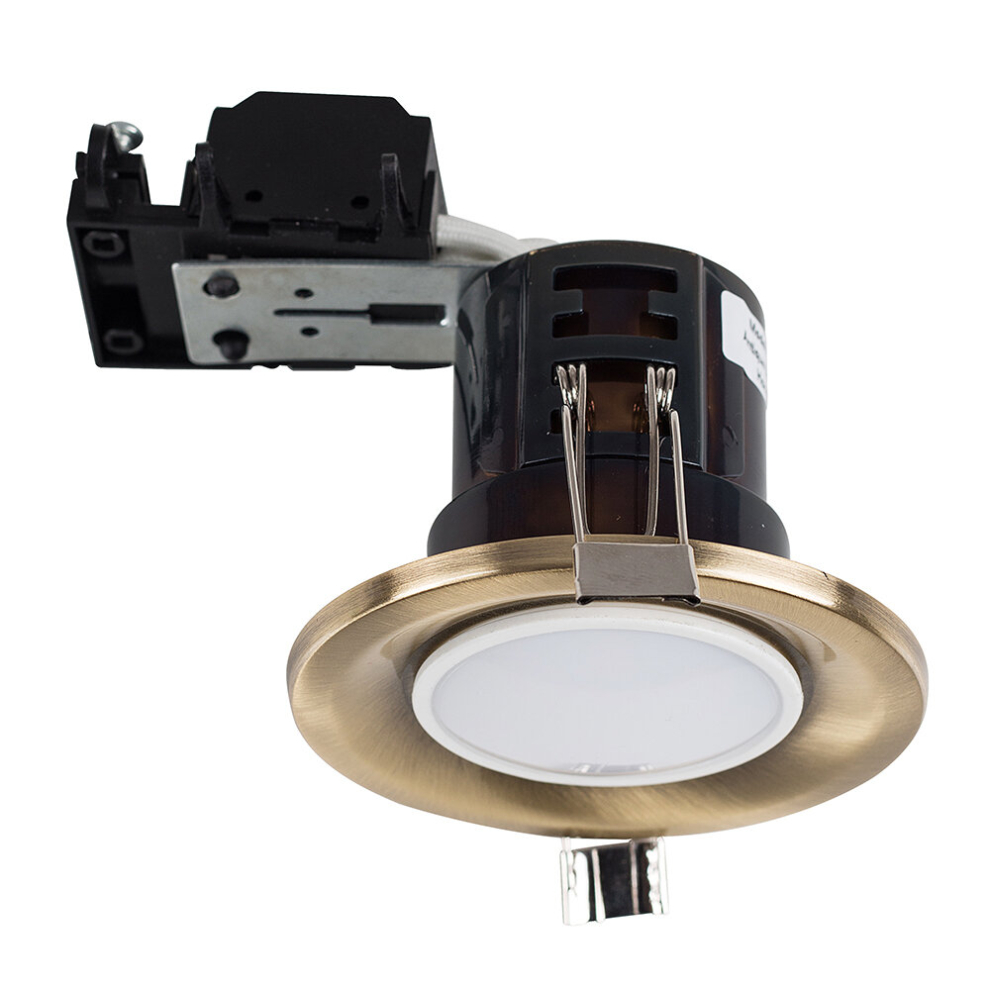 Pack of 20 Modern Fire Rated Antique Brass GU10 Recessed Ceiling Downlight/Spotlights - Complete with 5w LED Bulbs [6500K Cool White]