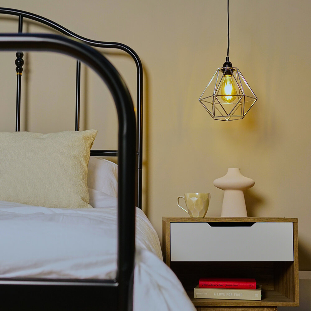 Retro Style Chrome Metal Basket Cage Ceiling Pendant Light Shade