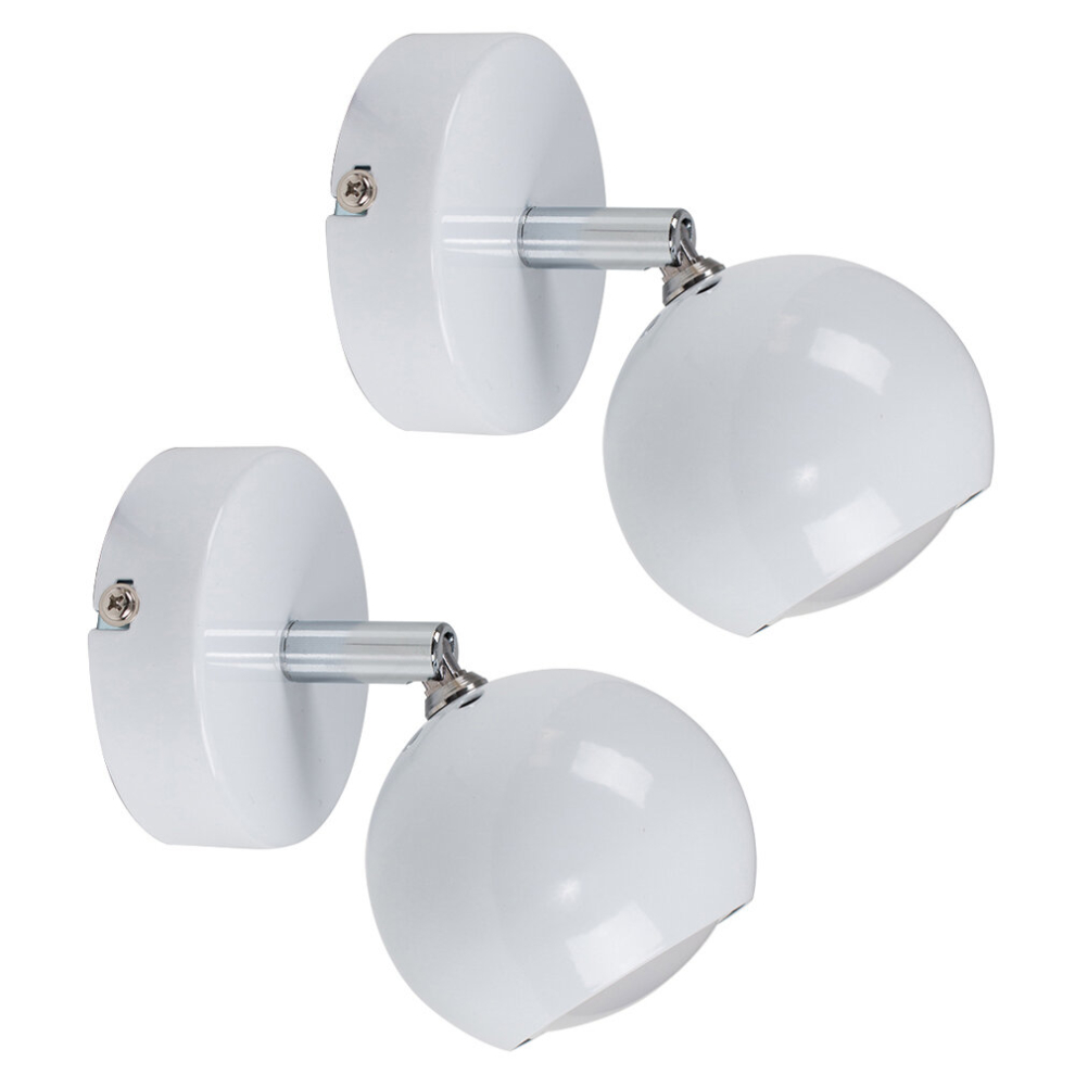 Pair of - Modern Single Eyeball Wall Spotlights in Gloss White Finish
