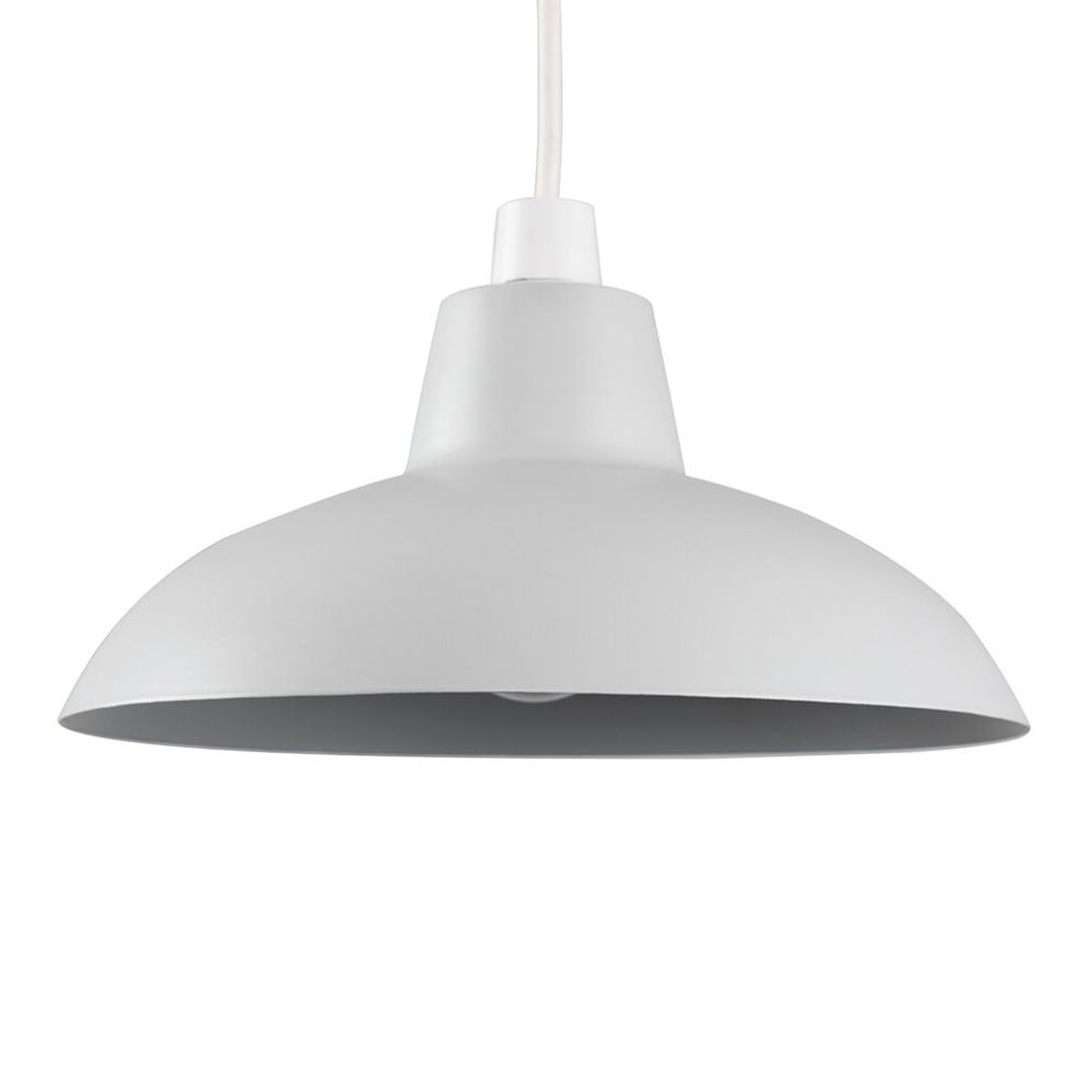 Retro Style Grey Metal Easy Fit Ceiling Pendant Light Shade - Complete with a 10w LED Bulb [3000K Warm White]