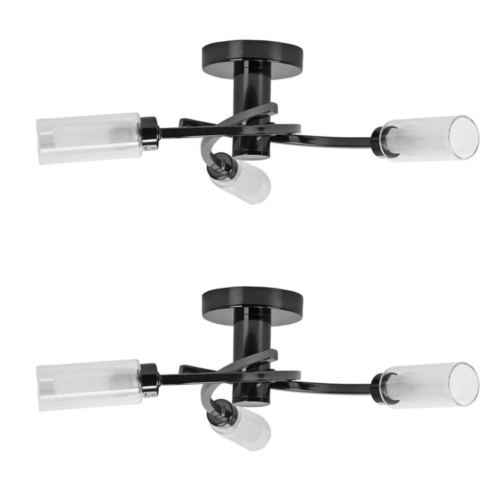 Claudia Pair Of 3 Way Black Ceiling Bar Light