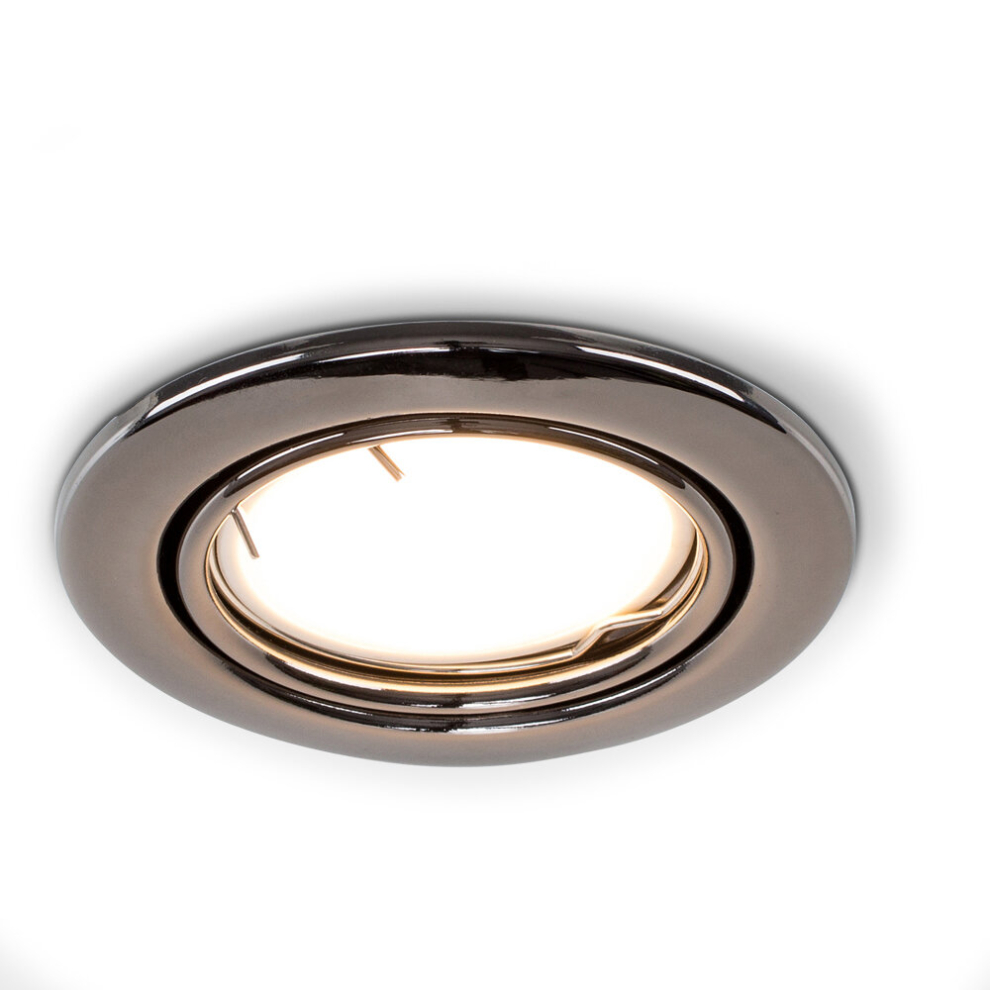 Fire Rated Black Chrome Tiltable GU10 Recessed Ceiling Downlight - Complete with a 5w LED Bulb [6500K Cool White]