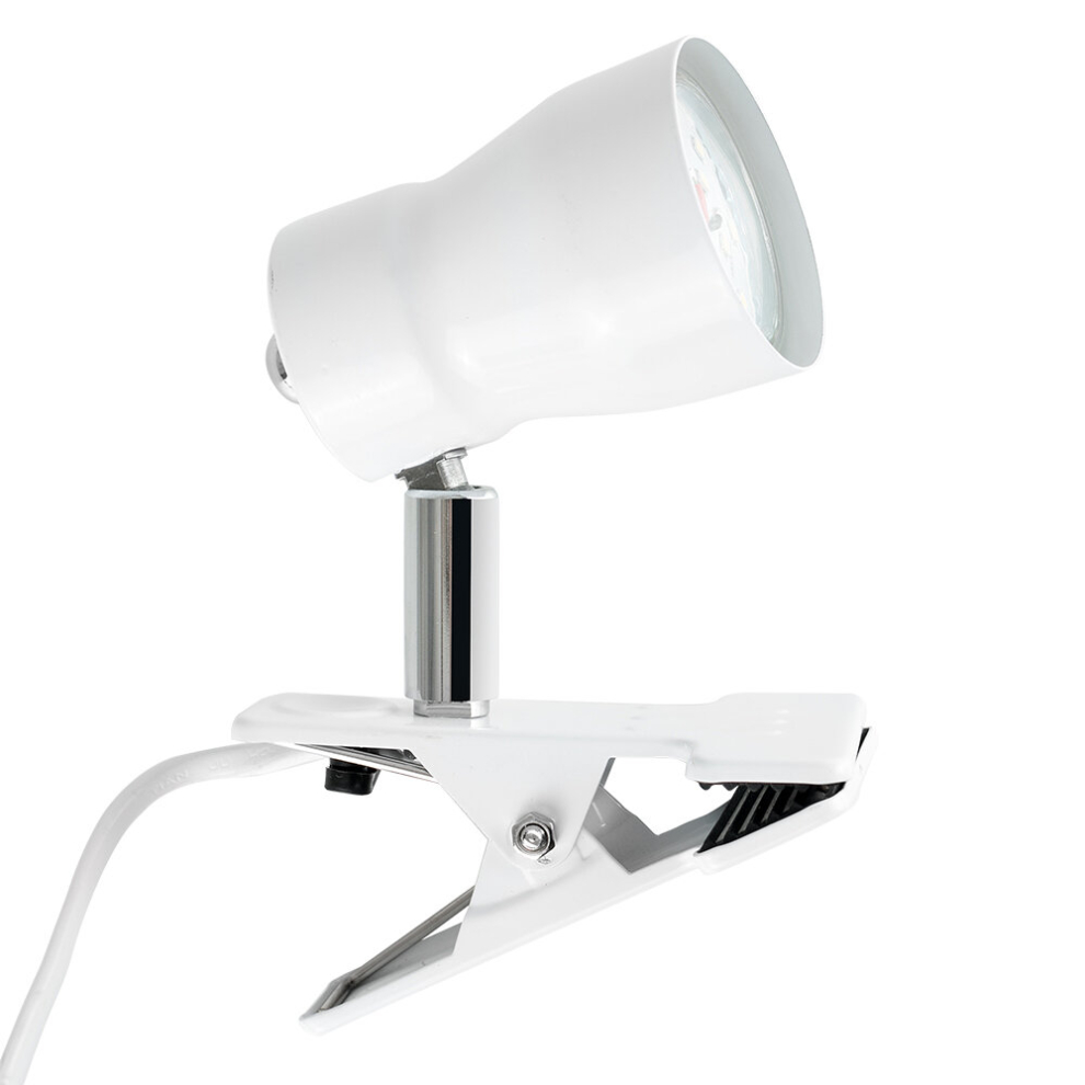 Adjustable Clamp On Desk Lamp Spotlight in a Gloss White Finish