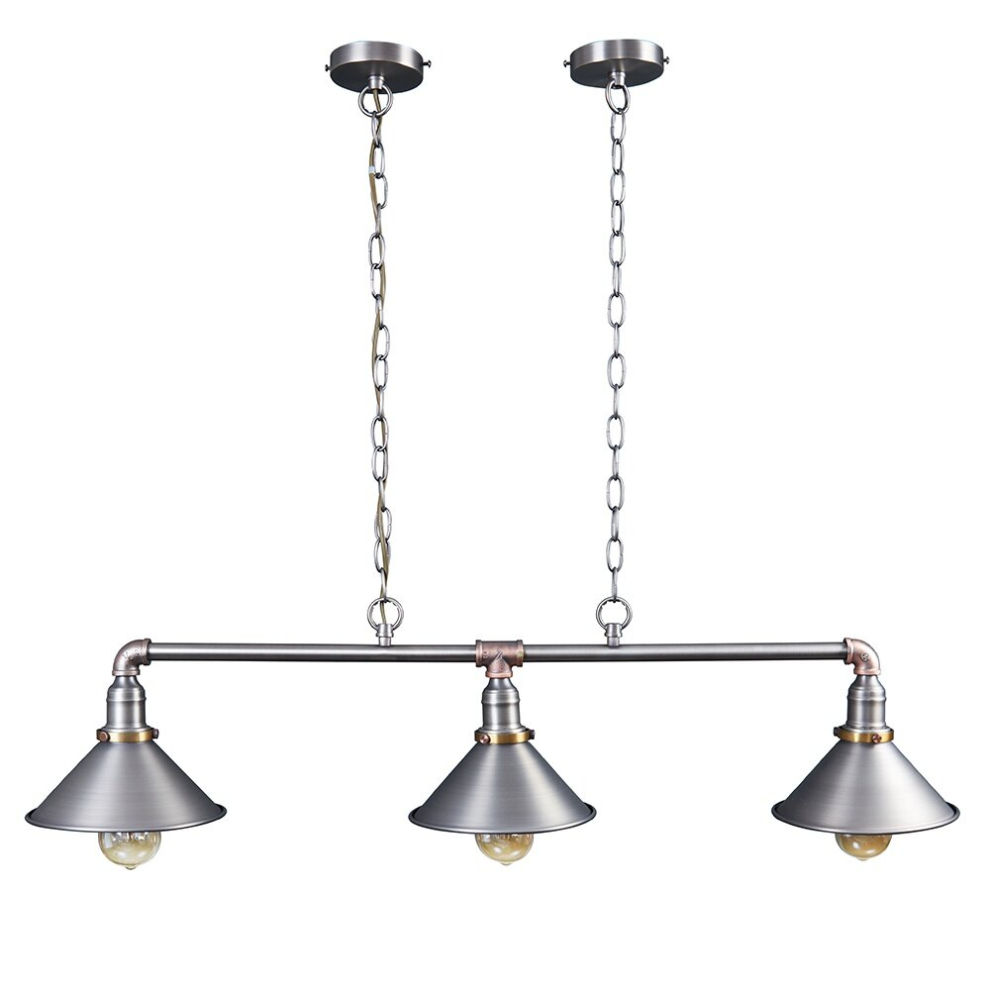 Retro Pewter Brass Copper Metal 3 Way Over Table Ceiling 4w LED Light