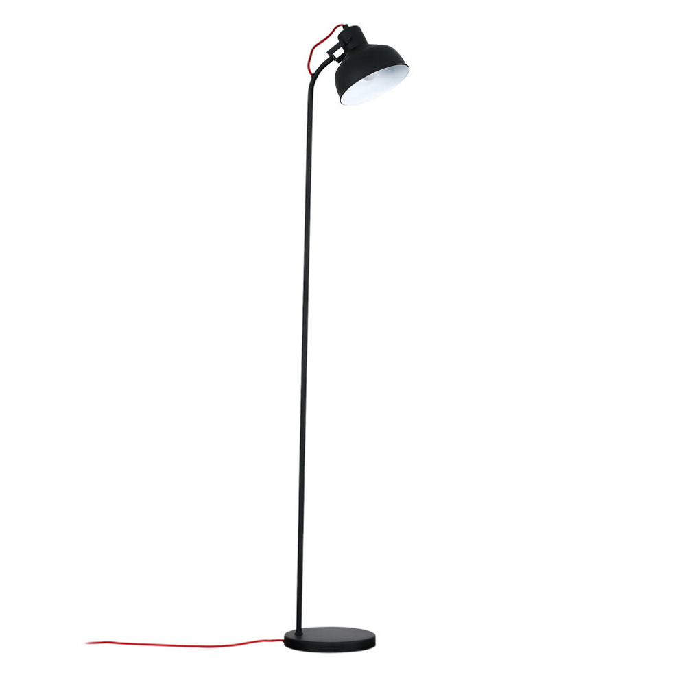 Retro Style Matt Black Metal Curved Design Floor Lamp - Complete with a 4w LED Golfball Bulb [3000K Warm White]