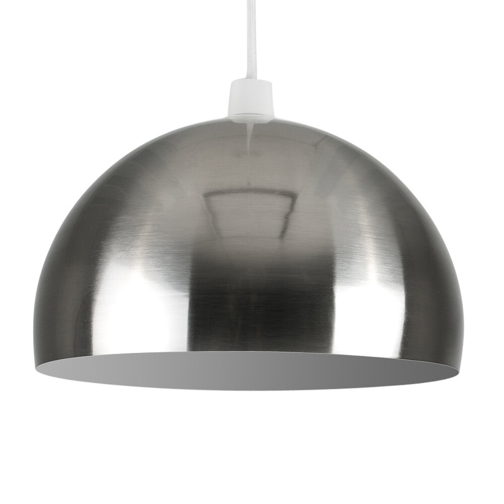 Modern Brushed Chrome Metal Dome Ceiling Pendant Light Shade