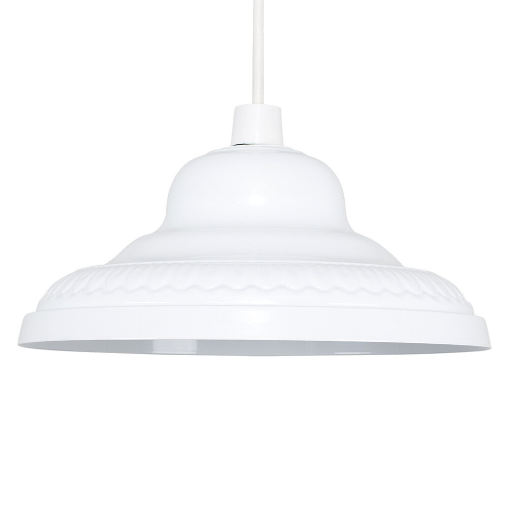 Vintage Retro Style White Gloss Metal Easy Fit Ceiling Pendant Lamp Shade