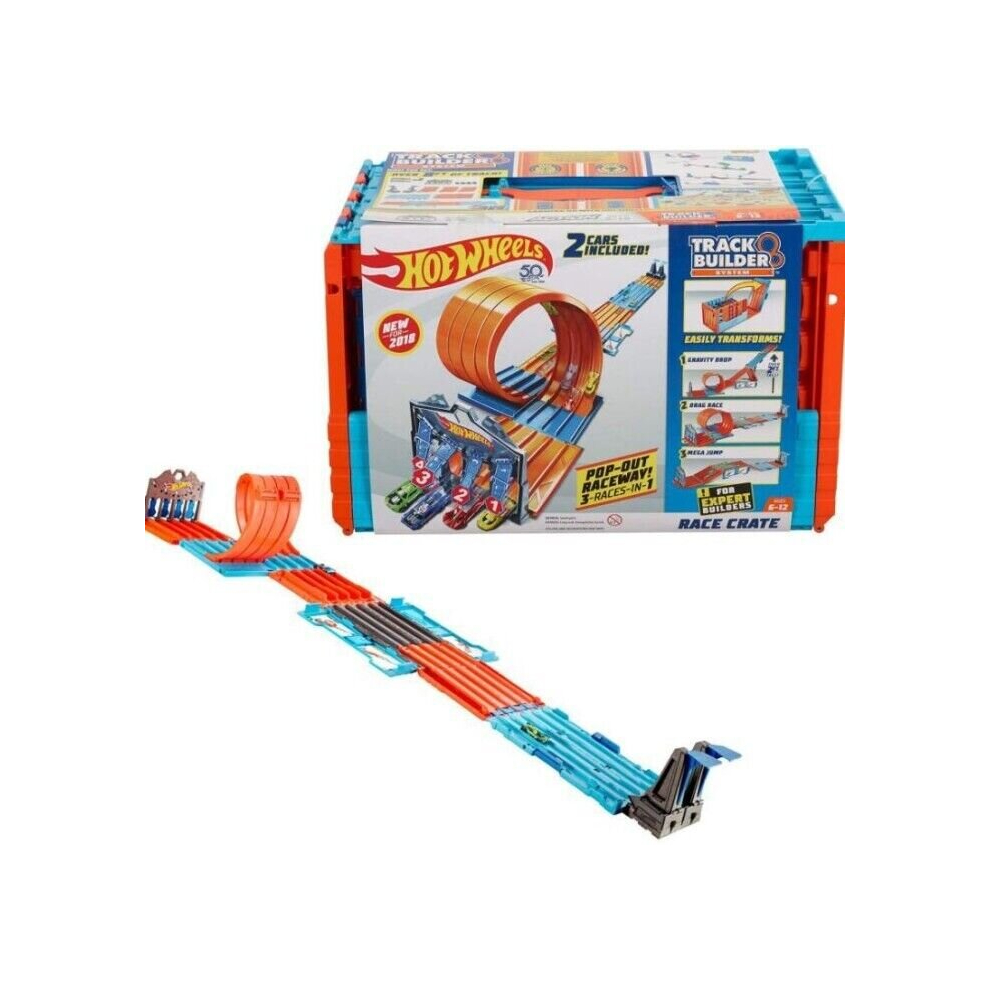 Hot Wheels Track Builder System Cars Crate Raceway Stunt Loops Playset