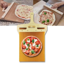 Wooden Sliding Pizza Peel with Handle - Dishwasher Safe, 45x20 cm, 220 g, Durable Multi-Purpose Oven Shovel