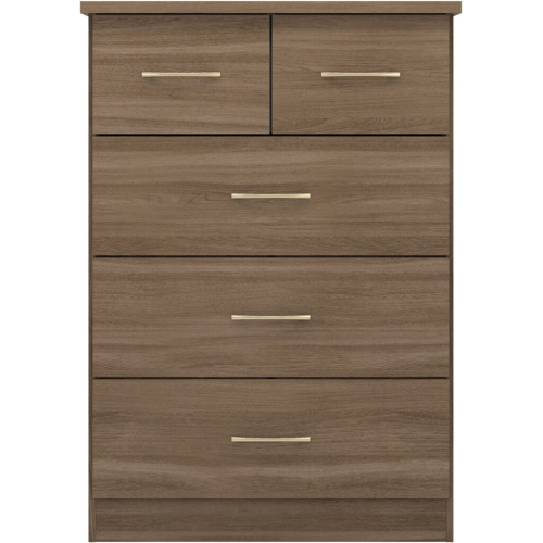 Seconique Nevada 3+2 Drawer Chest Rustic Oak Effect 5 Drawers 2