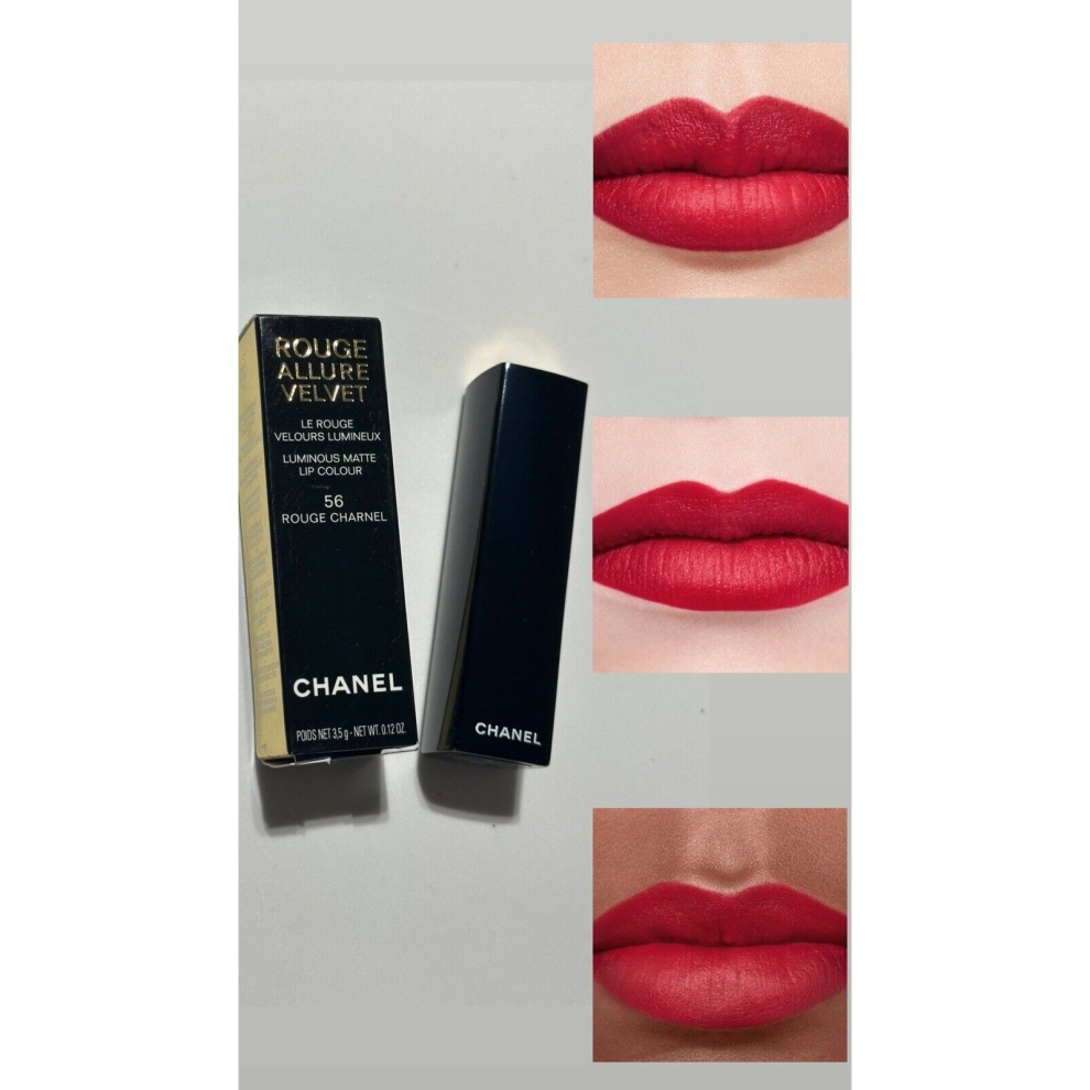 CHANEL ALLURE VELVET LUMINOUS MATTE LIPSTICK 56 ROUGE CHARNEL 3.5G NEW